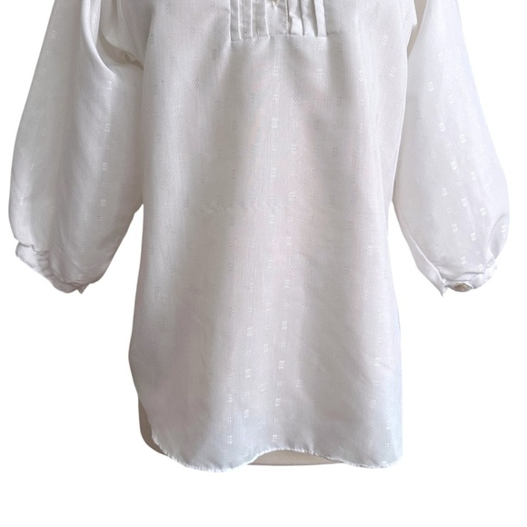 Vintage 70s YOU BABES Ivory Blouse – Puff Sleeve Pintuck Peasant Top Cottagecore - Picture 4 of 14